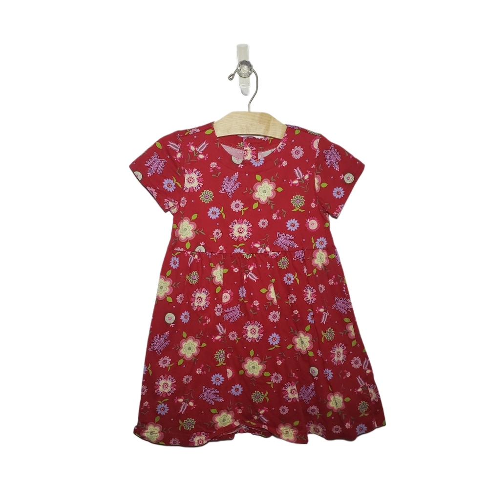 Hanna Andersson 110 / 5 Toddler Girl Red Floral Short Sleeve Dress